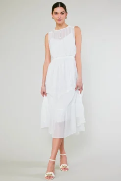 Current Air Midi Dresses-Overlayed Midi Dress WHITE