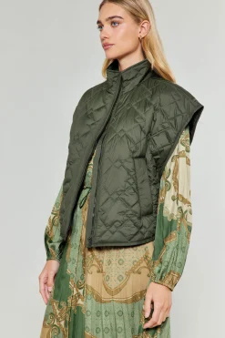 Current Air Coats & Jackets-Oversize Quilted Vest DARKSAGE