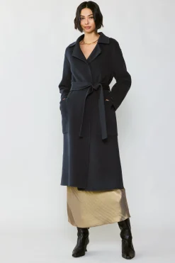 Current Air Coats & Jackets-Oversized Belted Wool Coat CHARCOAL