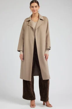 Current Air Coats & Jackets-Oversized Belted Wool Coat LATTE