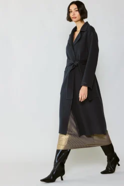 Current Air Coats & Jackets-Oversized Belted Wool Coat CHARCOAL