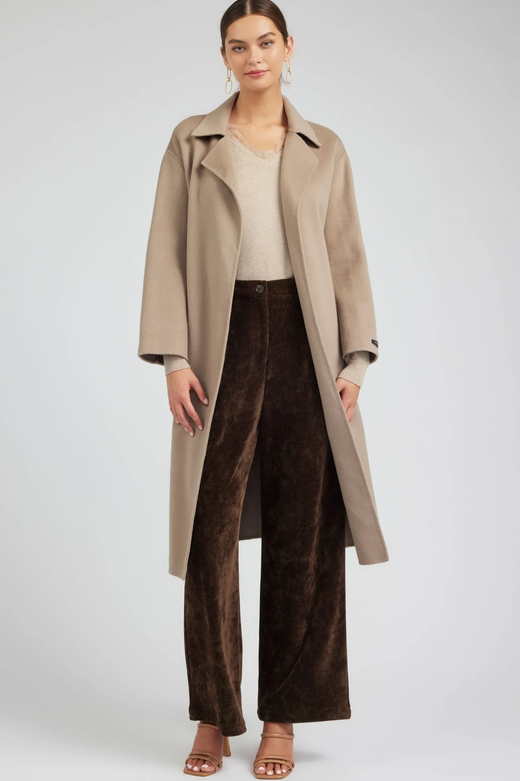 Current Air Coats & Jackets-Oversized Belted Wool Coat LATTE