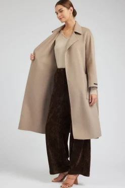 Current Air Coats & Jackets-Oversized Belted Wool Coat LATTE