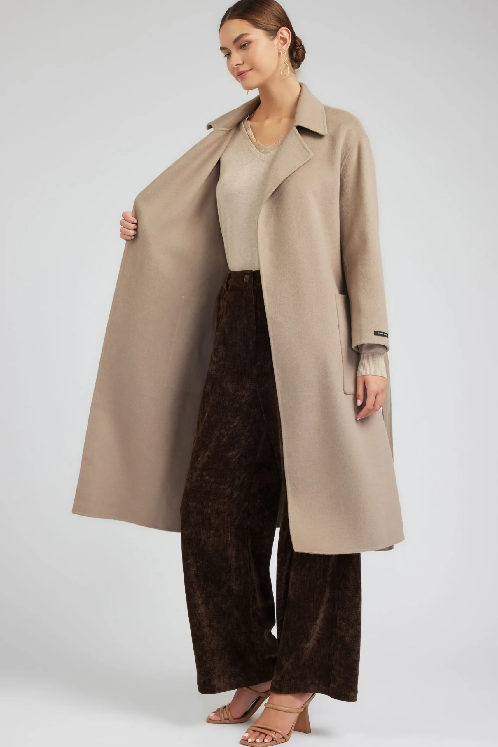 Current Air Coats & Jackets-Oversized Belted Wool Coat LATTE