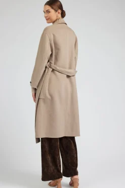Current Air Coats & Jackets-Oversized Belted Wool Coat LATTE