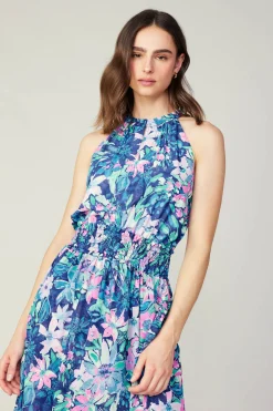 Current Air Maxi Dresses | Midi Dresses-Painterly Floral Asymmetric Dress PINKBLUEMLT