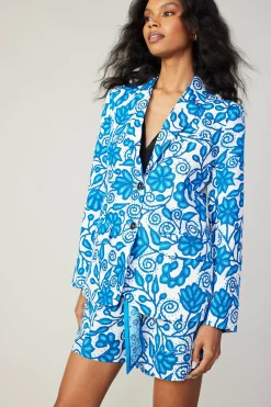 Current Air Shorts-Painterly Floral Belted Shorts BLUEMLT