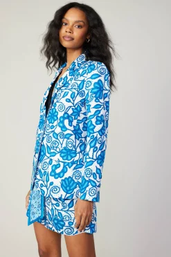 Current Air Coats & Jackets-Painterly Floral Jacket BLUEMLT