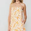 Current Air Mini Dresses-Paisley Printed Mini Dress ORANGEMULTI