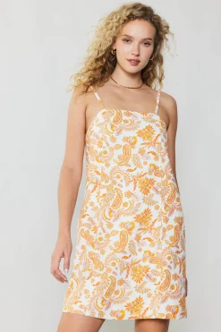 Current Air Mini Dresses-Paisley Printed Mini Dress ORANGEMULTI