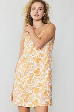 Current Air Mini Dresses-Paisley Printed Mini Dress ORANGEMULTI