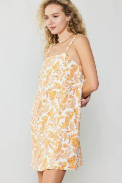 Current Air Mini Dresses-Paisley Printed Mini Dress ORANGEMULTI