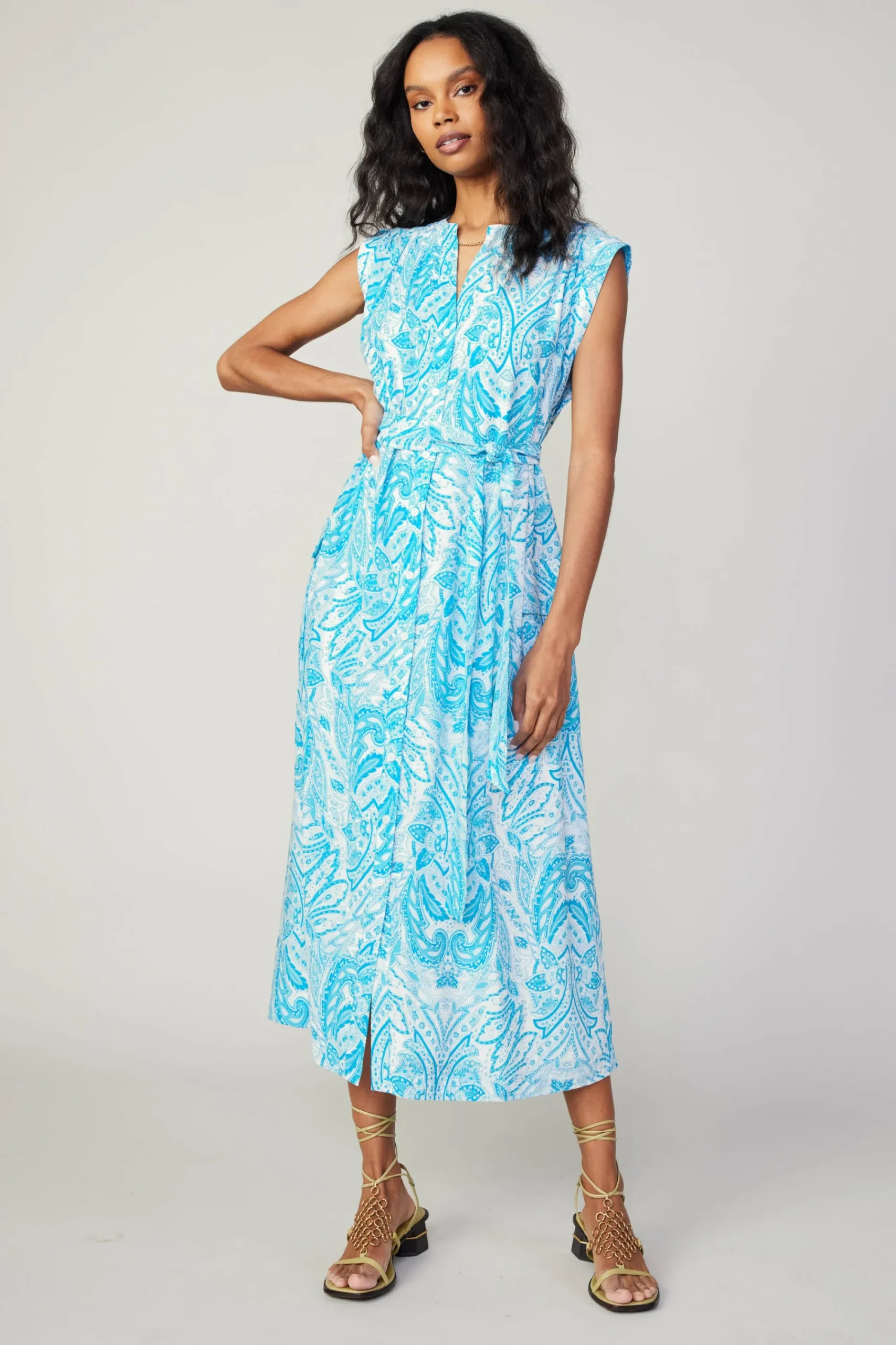 Current Air Midi Dresses-Paisley Printed Sleeveless Dress BLUEMLT