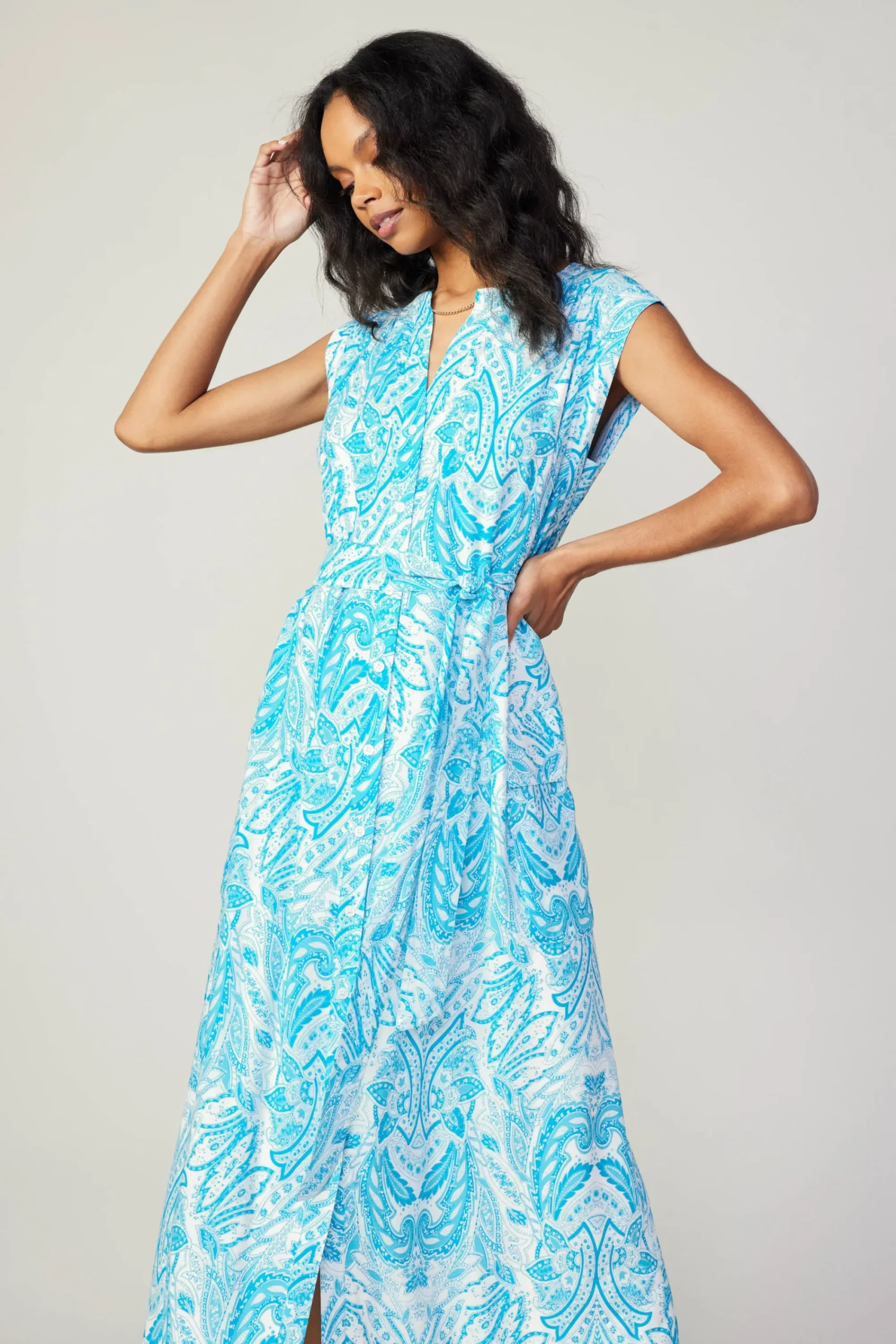 Current Air Midi Dresses-Paisley Printed Sleeveless Dress BLUEMLT