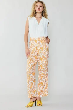 Current Air Pants-Paisley Printed Wide Pants ORANGEMULTI