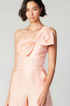 Current Air Sleeveless Tops-Pastel Bowtie Top APRICOT