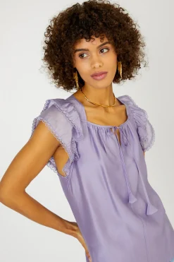 Current Air Sleeveless Tops | Short Sleeve Tops-Peekaboo Flutter Sleeve Top LAVENDER