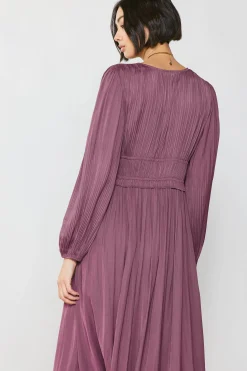 Current Air Maxi Dresses-Petite - Sidonie Pleated Maxi Dress DUSTYPLUMPETITE