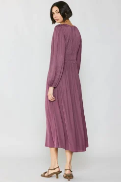 Current Air Maxi Dresses-Petite - Sidonie Pleated Maxi Dress DUSTYPLUMPETITE
