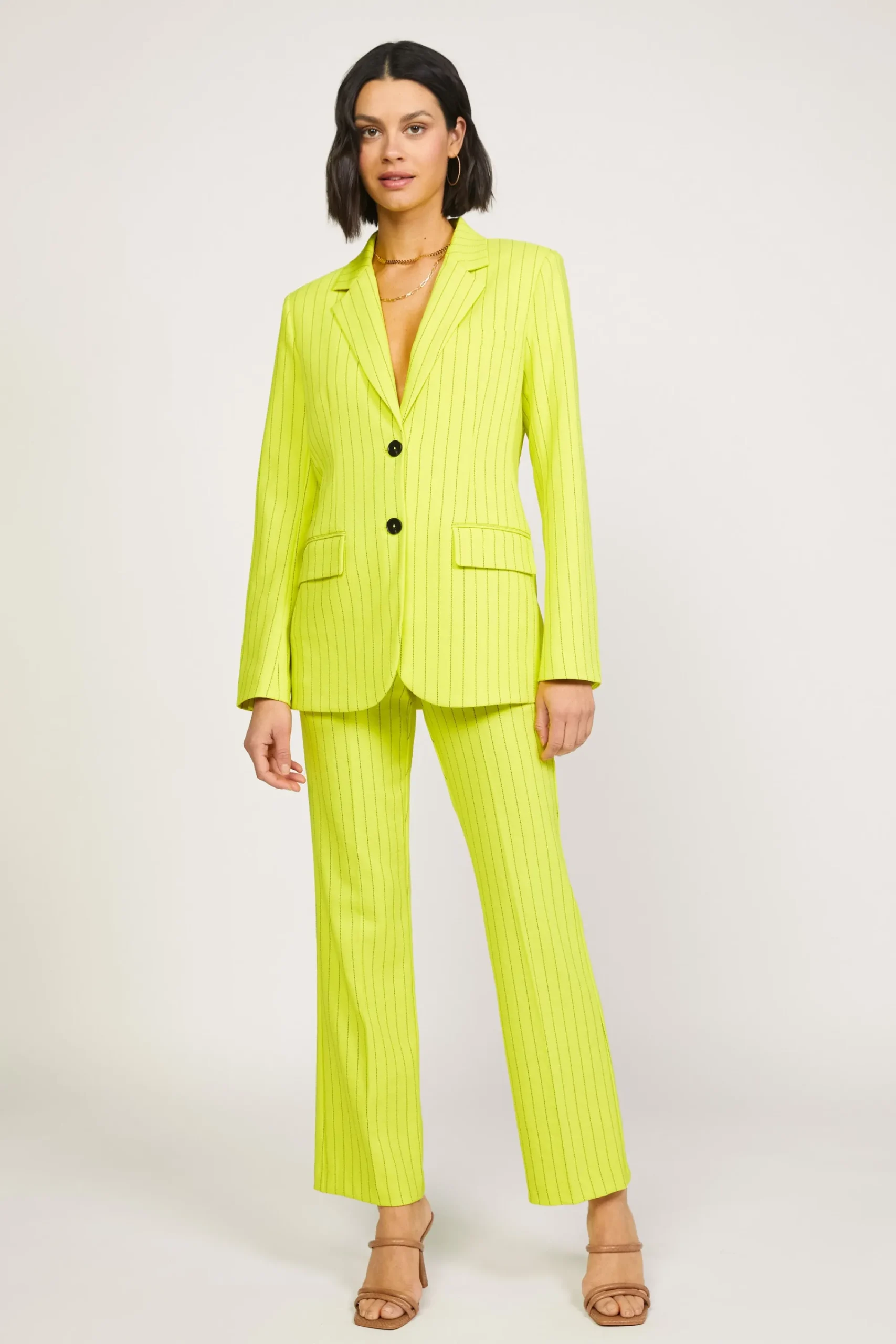 Current Air Pants-Pinstriped Bootcut Pant NEONYELLOW