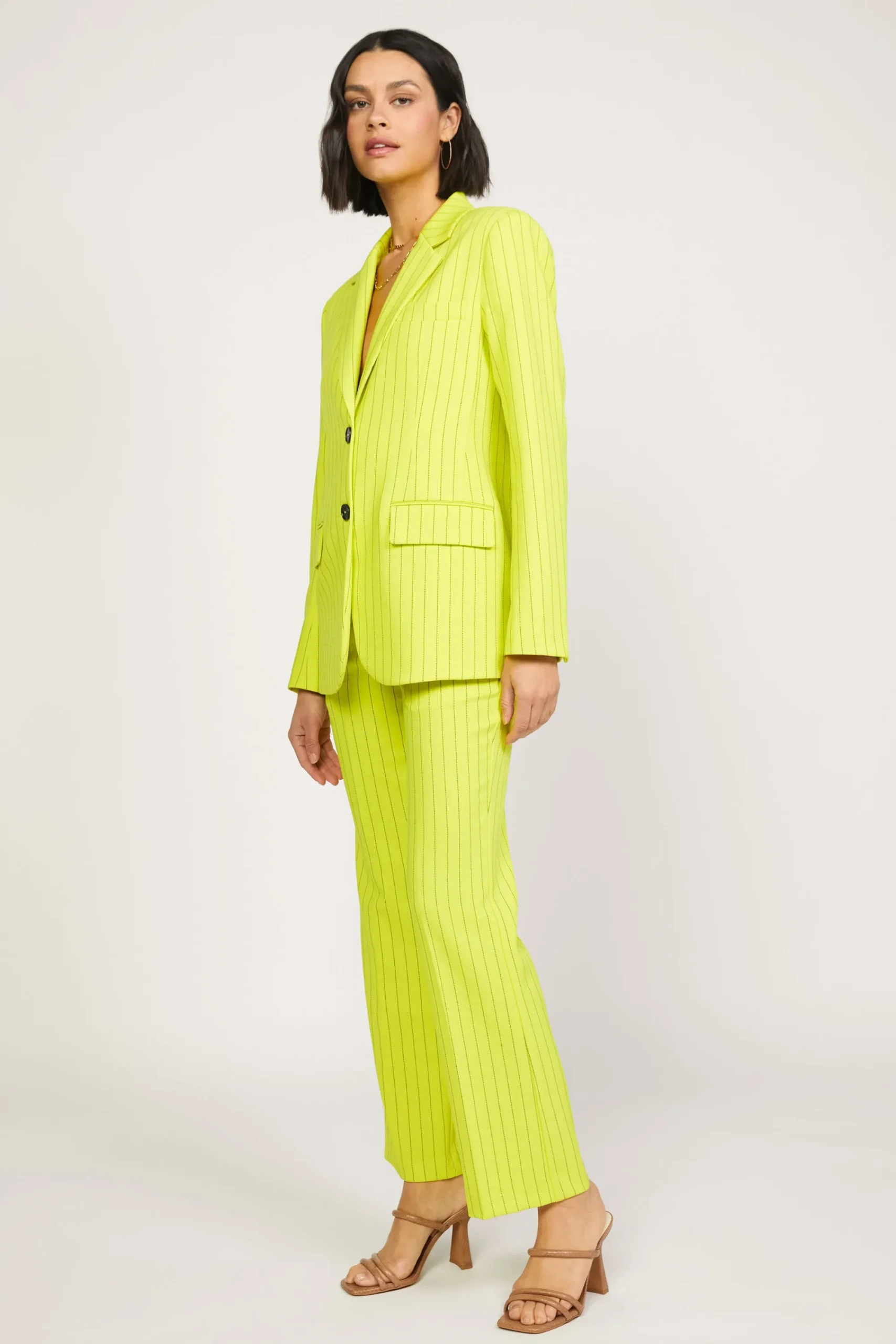 Current Air Pants-Pinstriped Bootcut Pant NEONYELLOW