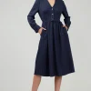 Current Air Midi Dresses-Pinstriped Buttondown Midi Dress NAVY