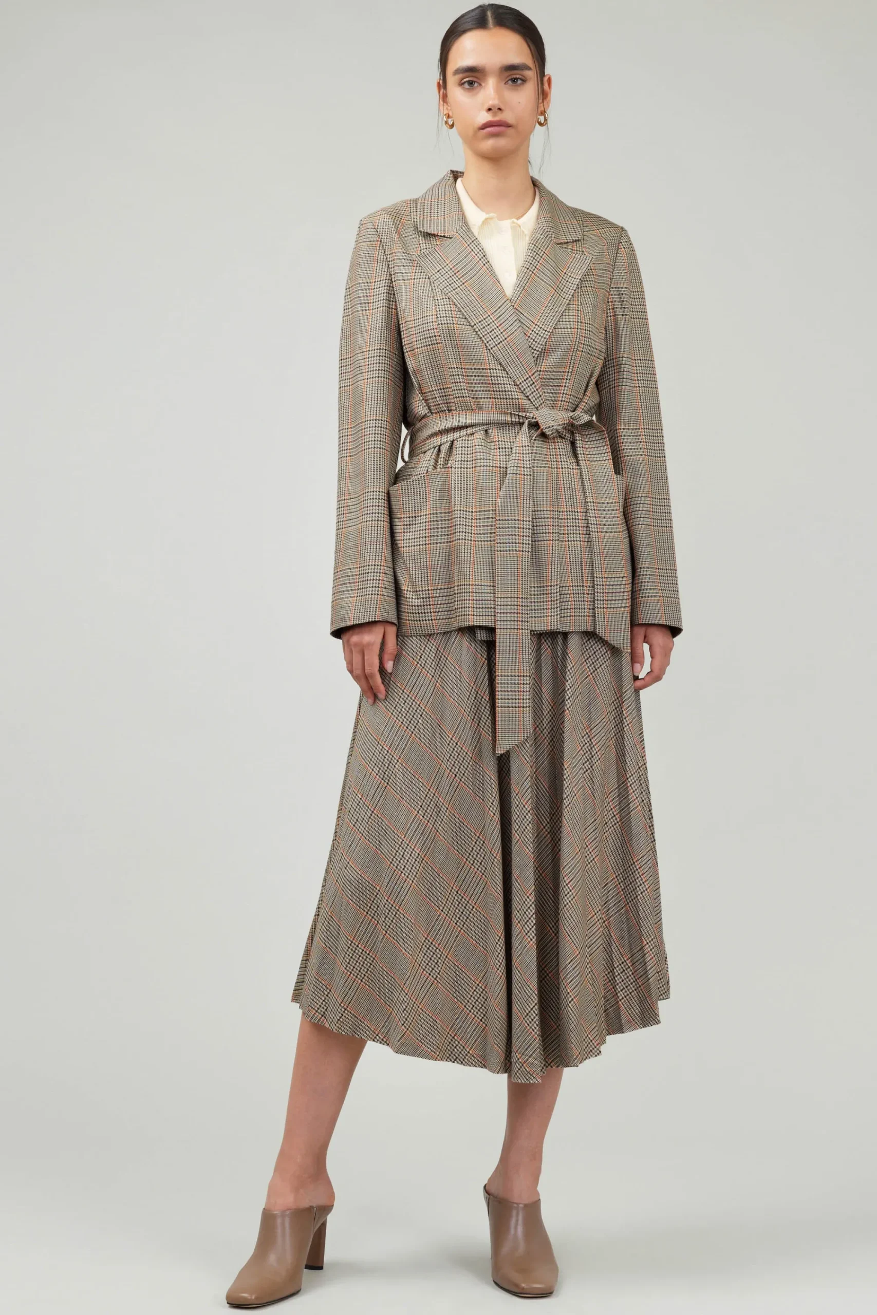 Current Air Coats & Jackets-Plaid Layered Jacket CAMELMLT