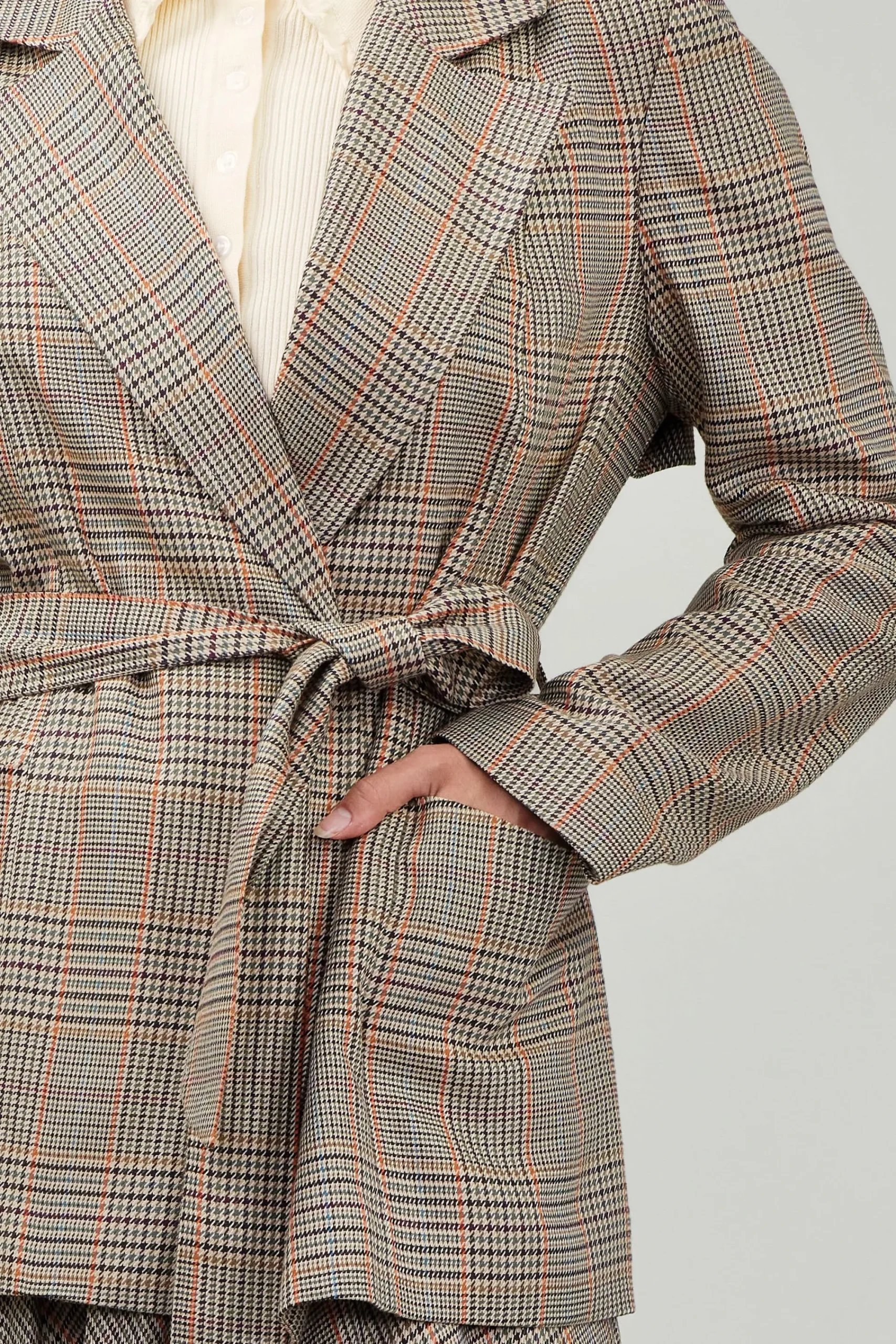 Current Air Coats & Jackets-Plaid Layered Jacket CAMELMLT