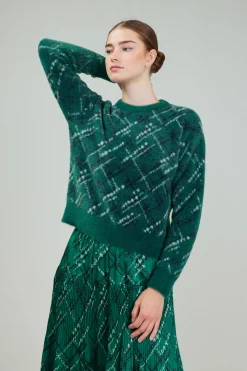 Current Air Knitwear | Sweaters-Plaid Pattern Sweater GREEN