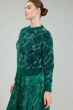 Current Air Knitwear | Sweaters-Plaid Pattern Sweater GREEN