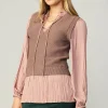 Current Air Sweaters-Pleated Blouse Sweater Vest DUSTYROSE