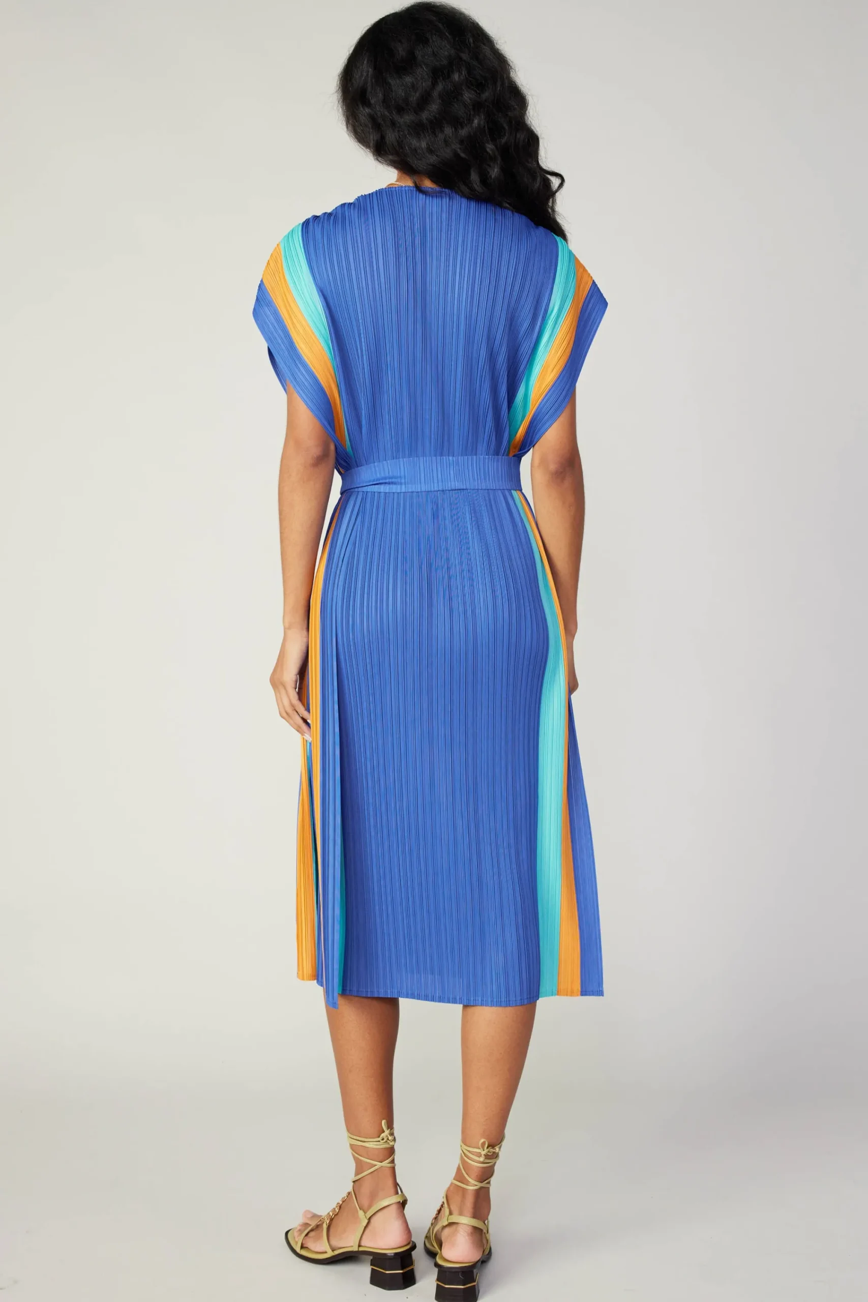Current Air Maxi Dresses | Midi Dresses-Pleated Border Kaftan Dress BLUE