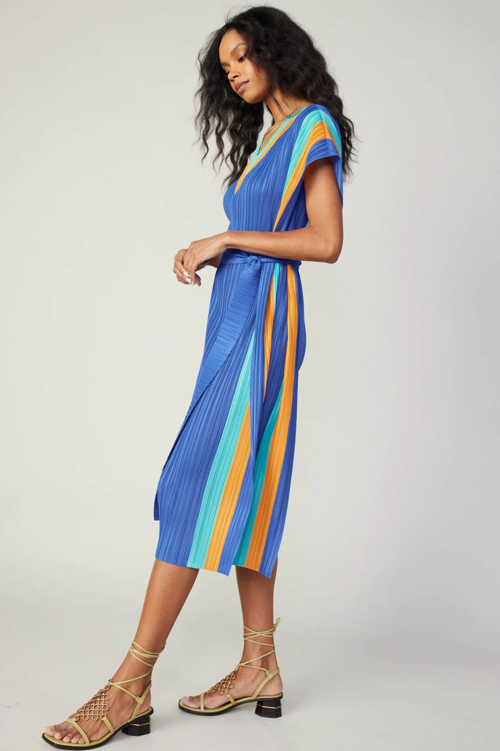 Current Air Maxi Dresses | Midi Dresses-Pleated Border Kaftan Dress BLUE
