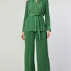 Current Air Pants-Pleated Pullover Pants LEAFGREEN