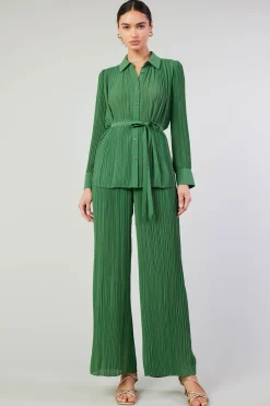 Current Air Pants-Pleated Pullover Pants LEAFGREEN