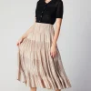 Current Air Skirts-Pleated Tiered Midi Skirt TAUPE
