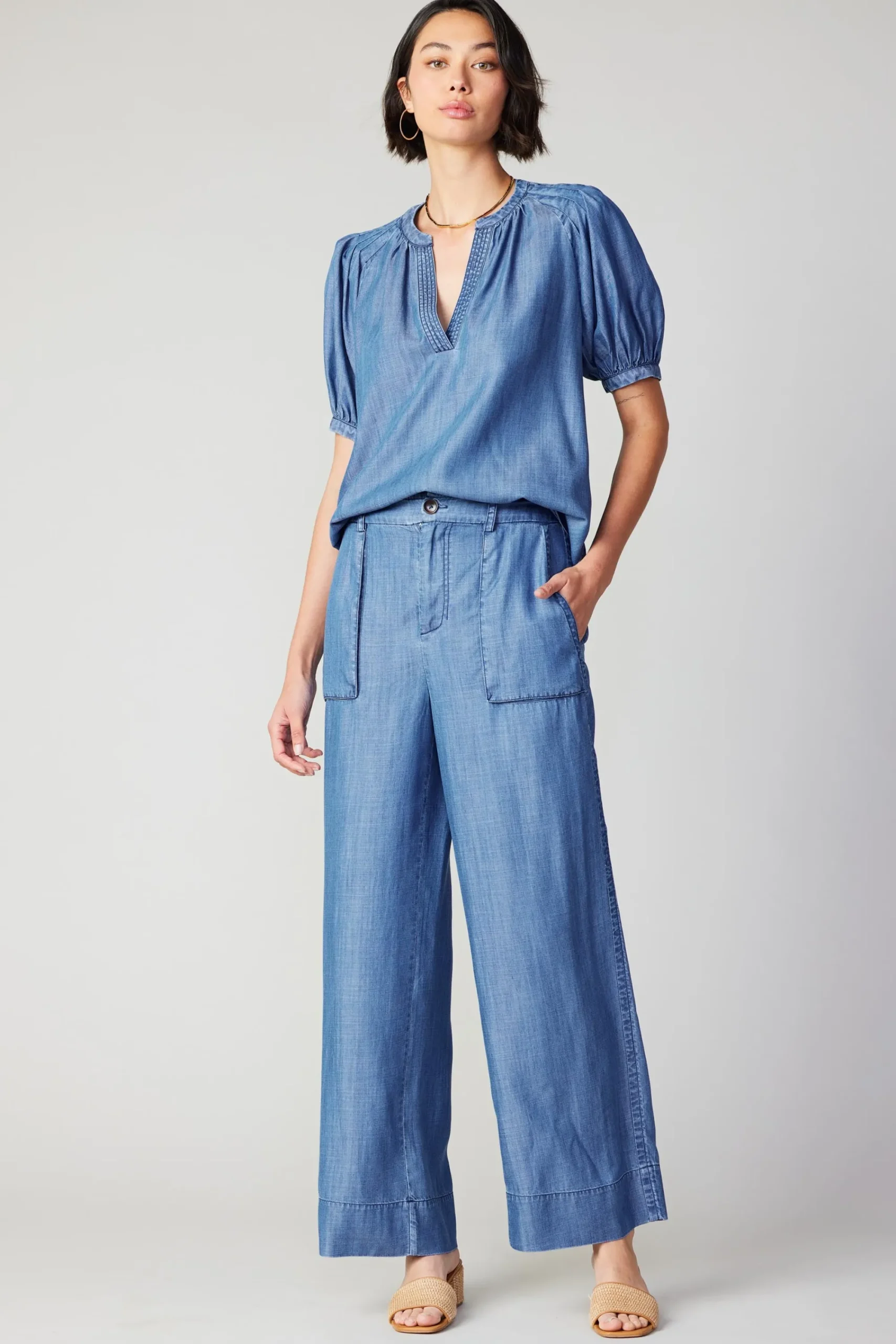 Current Air Pants-Pocket Cargo Pants CHAMBRAY