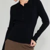 Current Air Knitwear | Sweaters-Polo Sweater Top BLACK