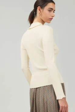 Current Air Knitwear | Sweaters-Polo Sweater Top IVORY