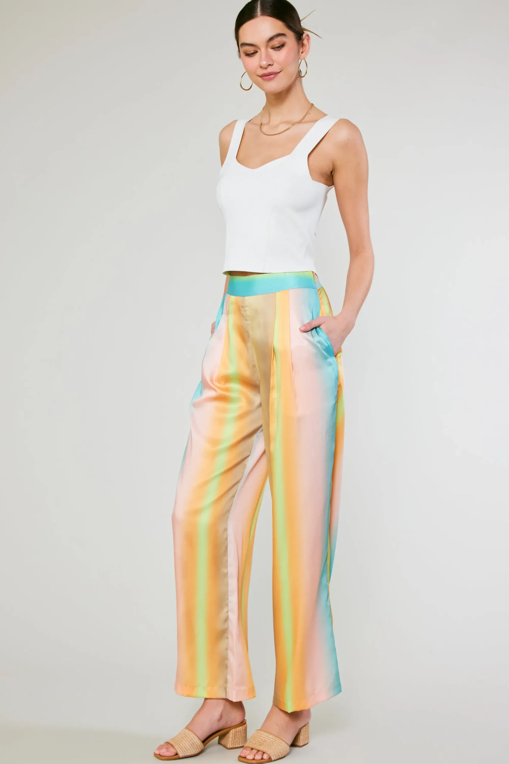 Current Air Pants-Prismatic Gradient Wide Leg Pants DESERTRAINBOW