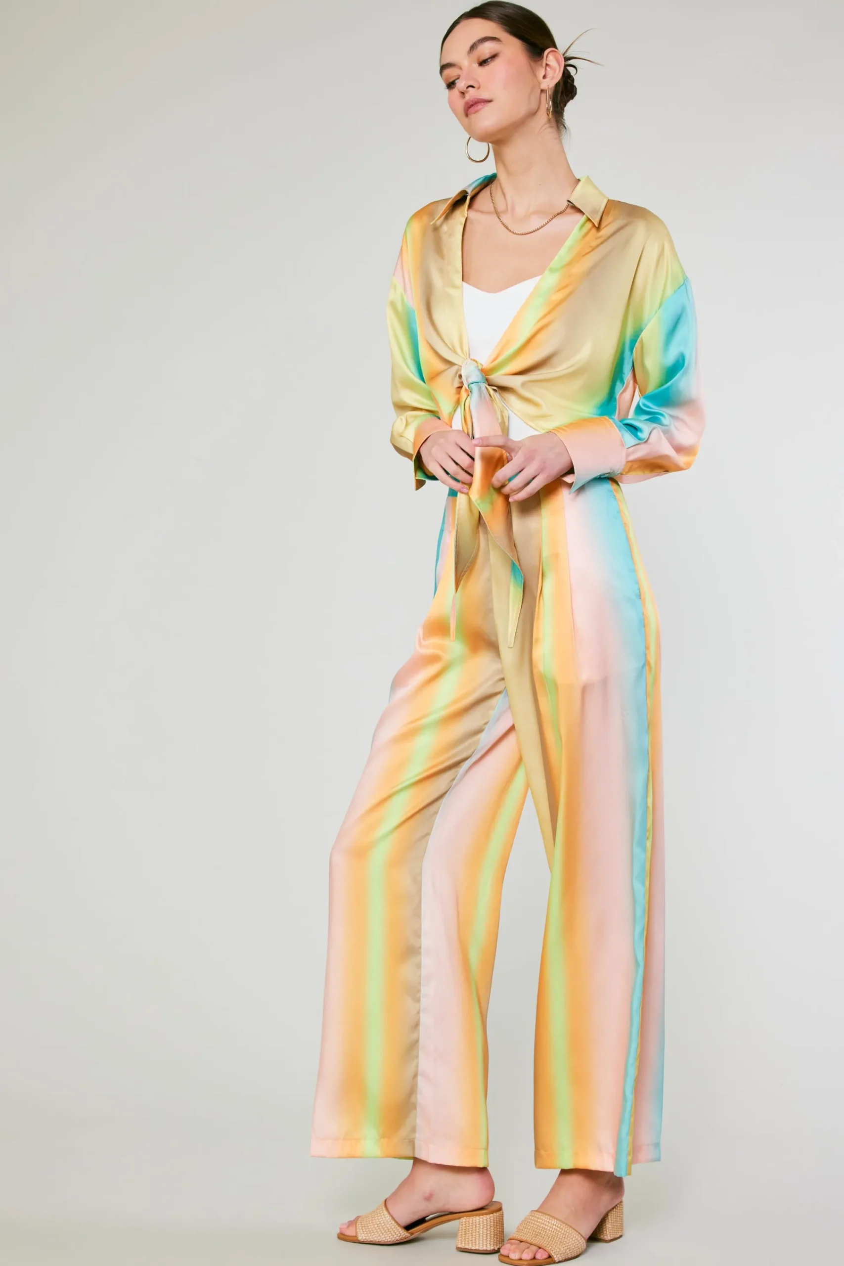 Current Air Pants-Prismatic Gradient Wide Leg Pants DESERTRAINBOW