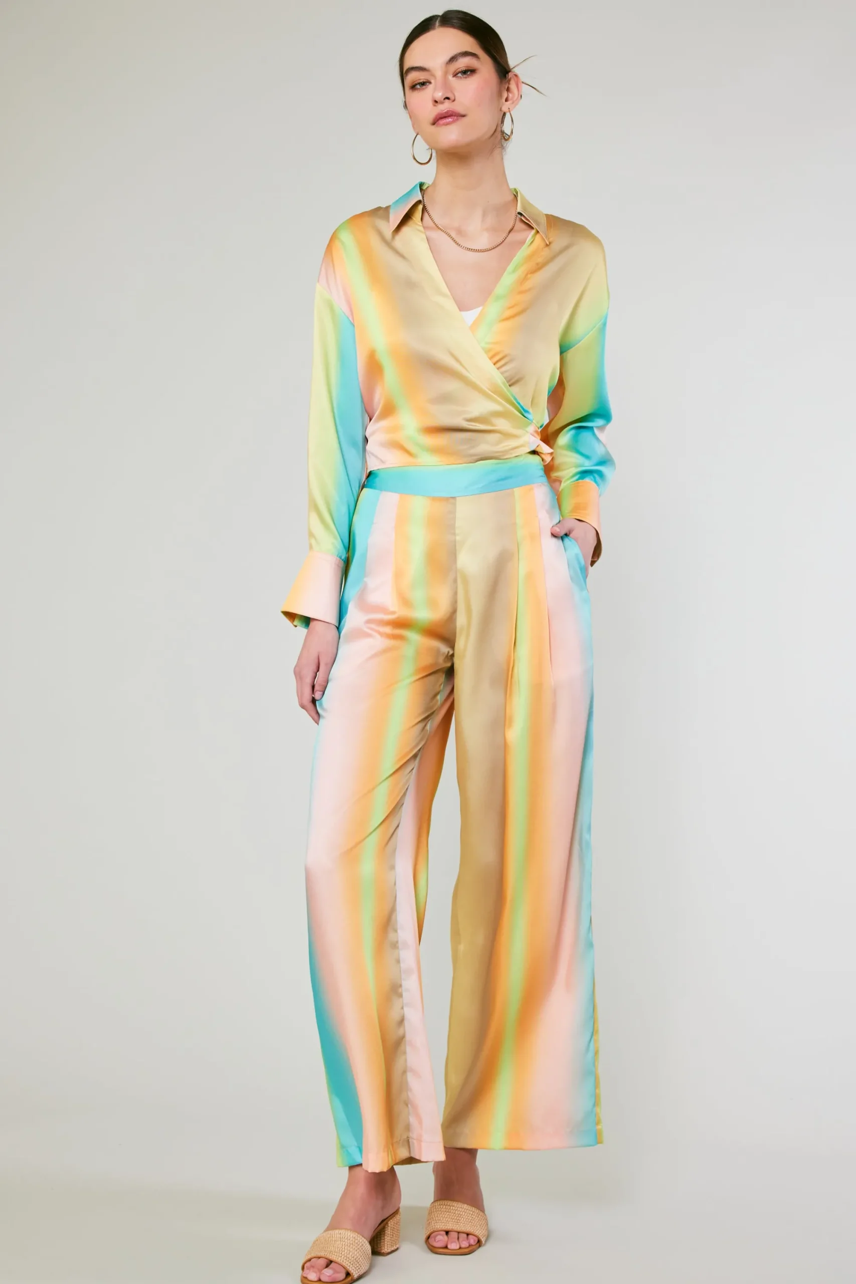 Current Air Pants-Prismatic Gradient Wide Leg Pants DESERTRAINBOW