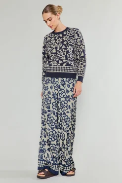 Current Air Knitwear | Sweaters-Pullover Floral Sweater BLUEMLT
