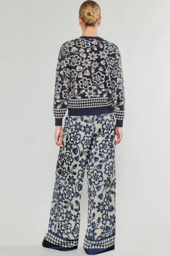 Current Air Knitwear | Sweaters-Pullover Floral Sweater BLUEMLT