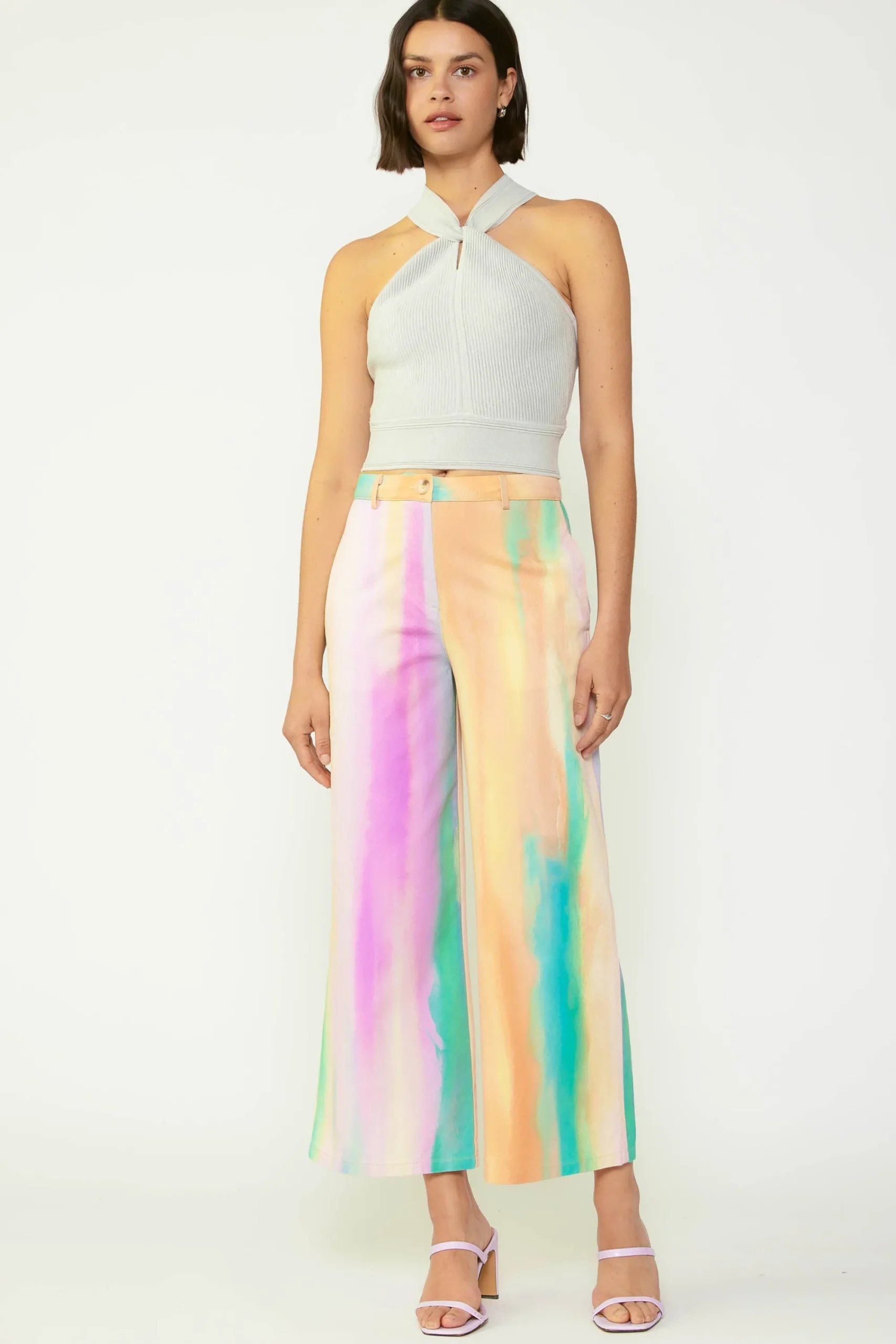 Current Air Pants-Rainbow Painterly Wide Leg Pants MULTI