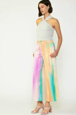 Current Air Pants-Rainbow Painterly Wide Leg Pants MULTI
