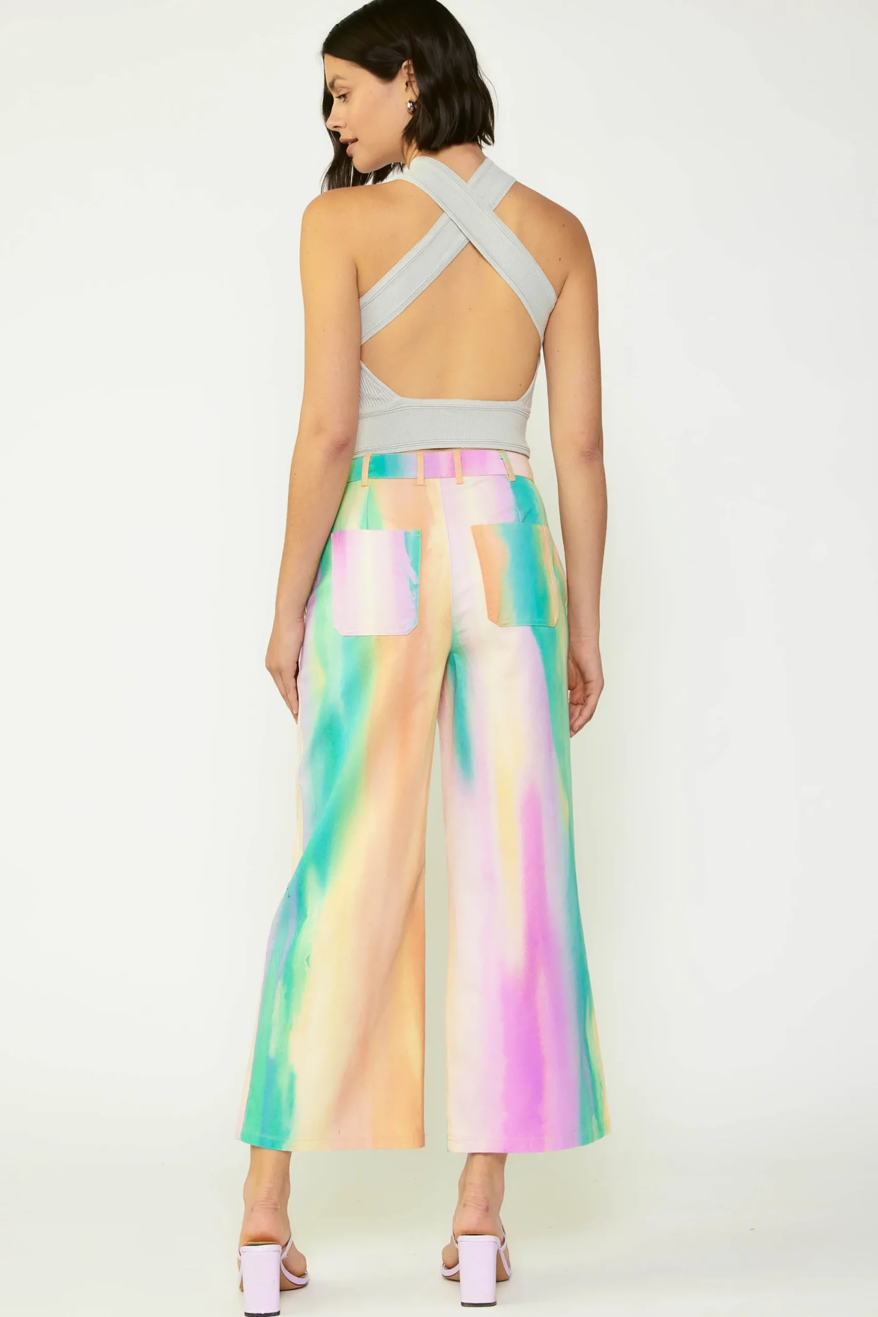 Current Air Pants-Rainbow Painterly Wide Leg Pants MULTI