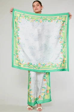 Current Air Accessories-Recycled Signature Print Scarf TUSCANGREENCITRUS