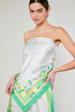 Current Air Accessories-Recycled Signature Print Scarf TUSCANGREENCITRUS