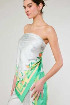 Current Air Accessories-Recycled Signature Print Scarf TUSCANGREENCITRUS